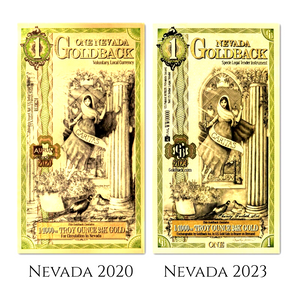 LOT 10 X 1 NEVADA GOLDBACK AURUM 24KT GOLD FOIL NOTE BU 1/1000TH OZ .999 FINE GOLD