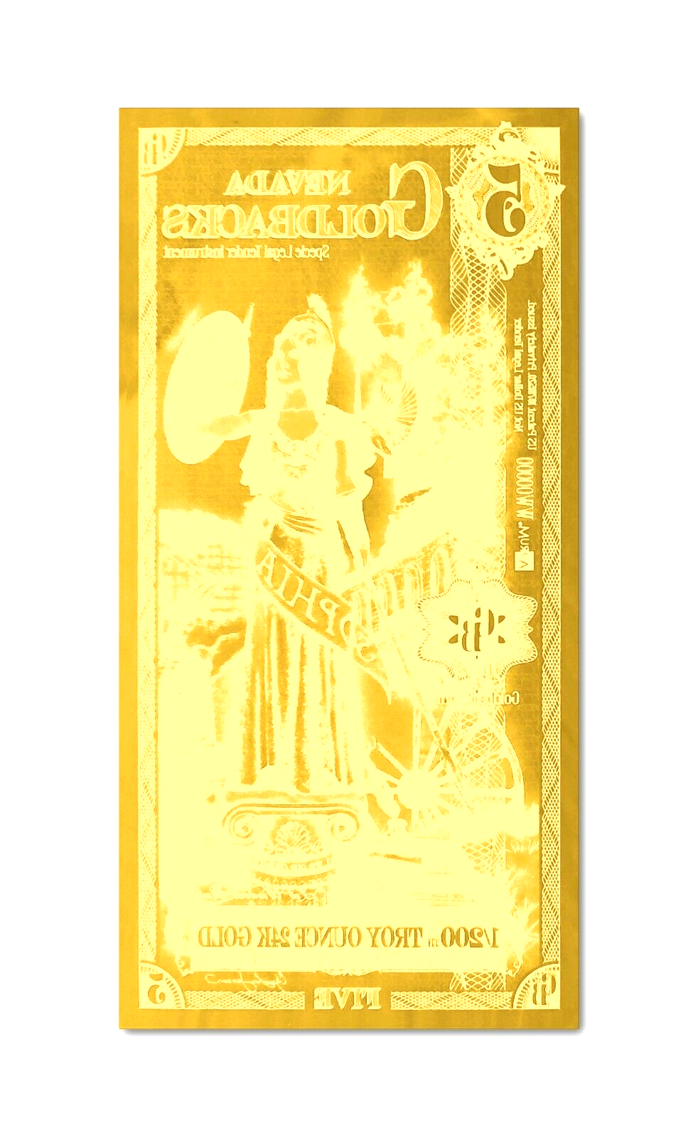 LOT 2 X 5 NEVADA GOLDBACK AURUM 24KT GOLD FOIL NOTE BU 1/200TH OZ .999 FINE GOLD