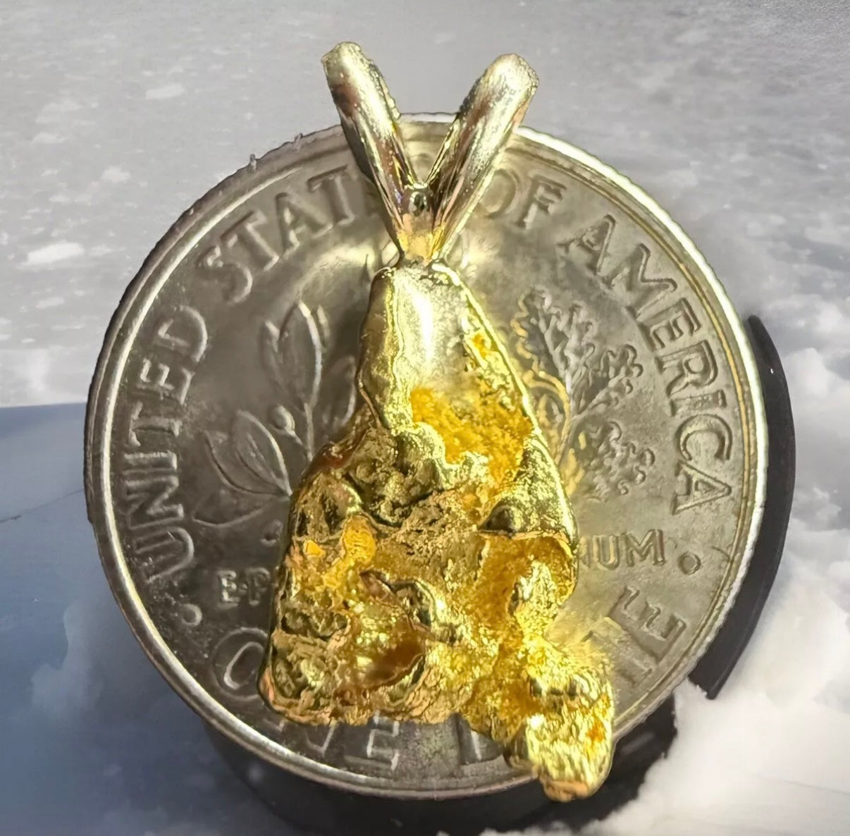 1.445 GRAMS ALASKAN YUKON BC NATURAL PURE GOLD NUGGET PENDANT GENUINE #P208