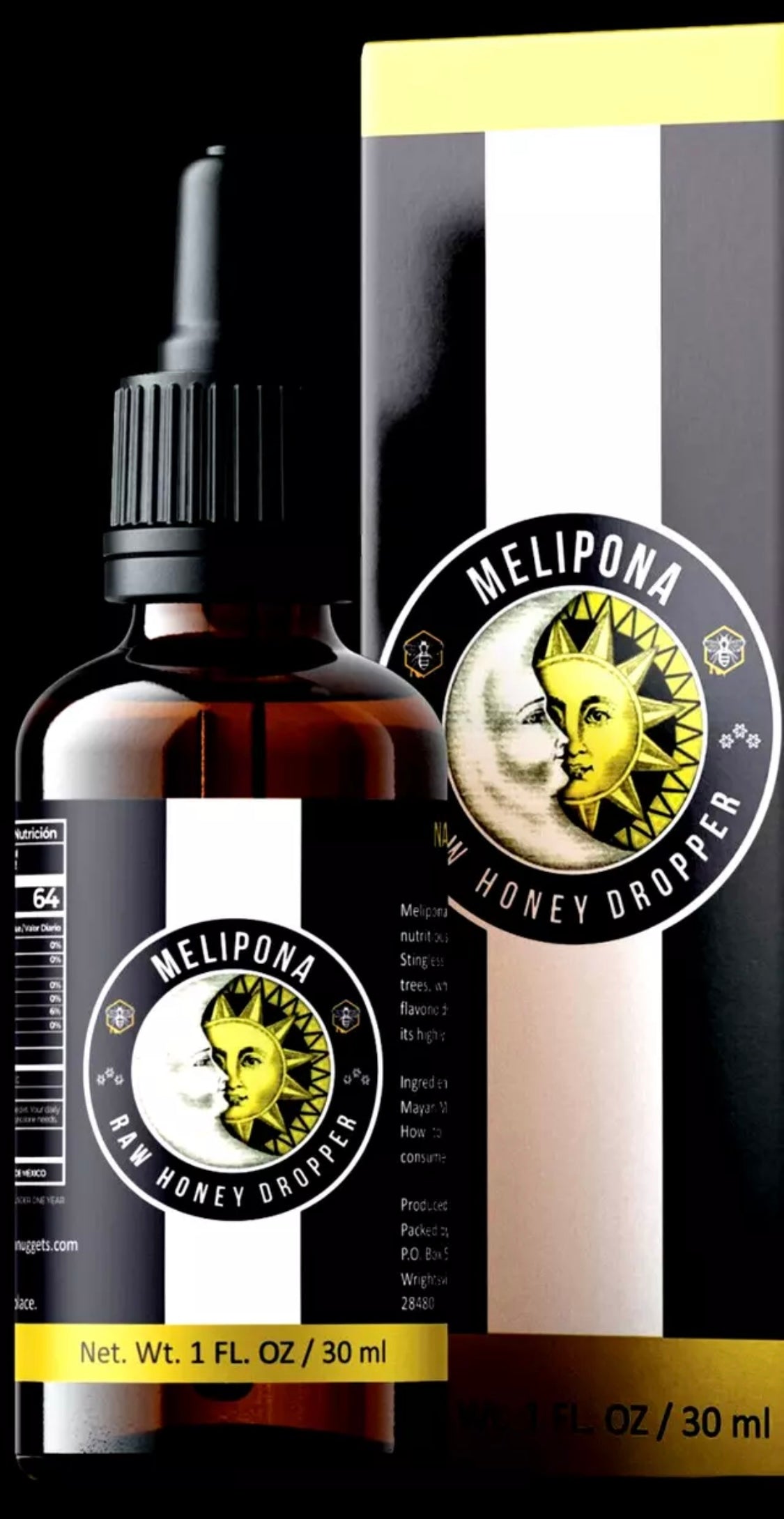 5 BOTTLES 100% PURE MELIPONA RAW STINGLESS BEE HONEY NOT DILUTED 1 FL. OZ / 30 ML DROPPER