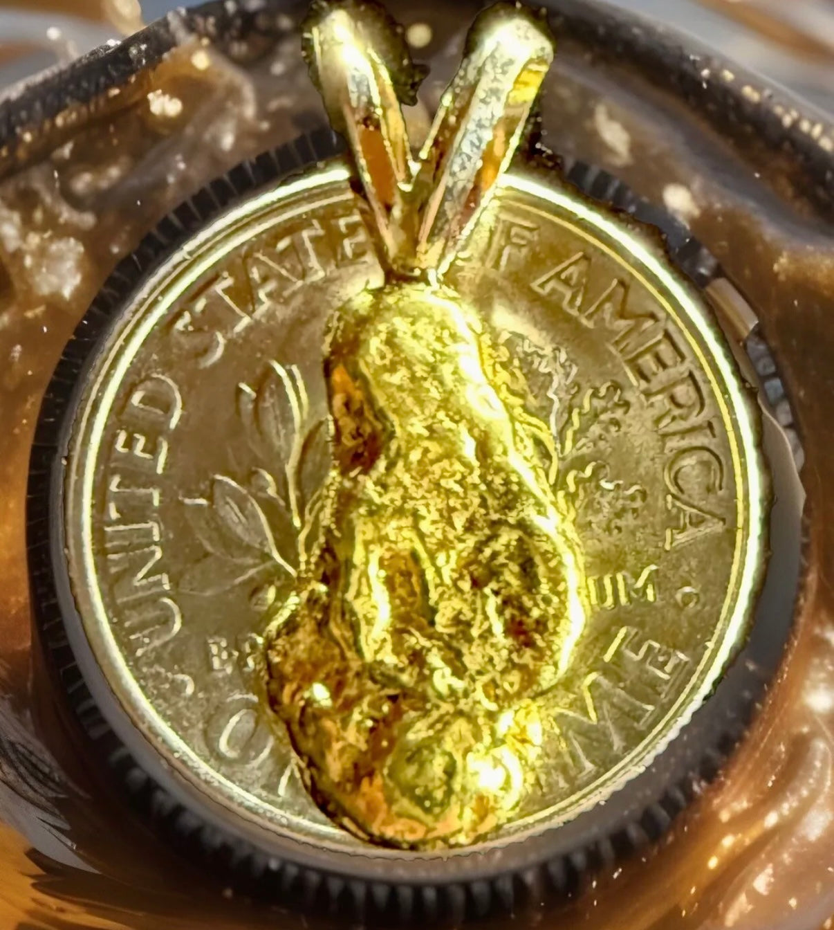 2.999 GRAMS ALASKAN YUKON BC NATURAL PURE GOLD NUGGET PENDANT GENUINE #P403