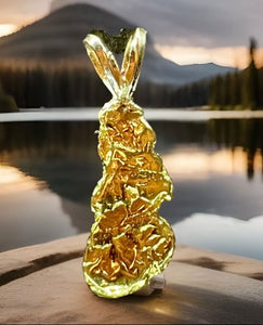 3.525 GRAMS ALASKAN YUKON BC NATURAL PURE GOLD NUGGET PENDANT GENUINE #P404