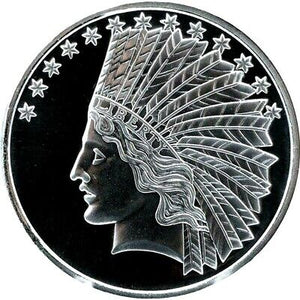 1 TROY OZ .999 FINE SILVER INDIAN HEAD ROUND BU