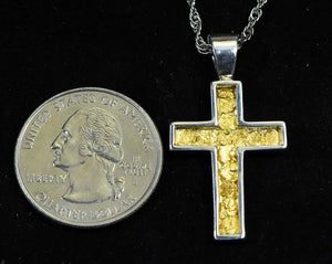 Gold Nugget Cross - Sterling Silver Pcr21Nss Hand Made Orocal Jewelry