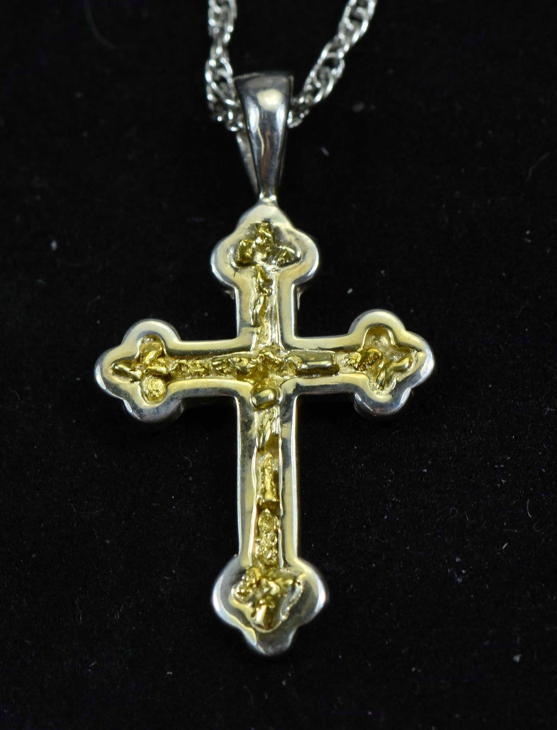 Gold Nugget Cross - Sterling Silver Pcr7Nss Hand Made Orocal Jewelry