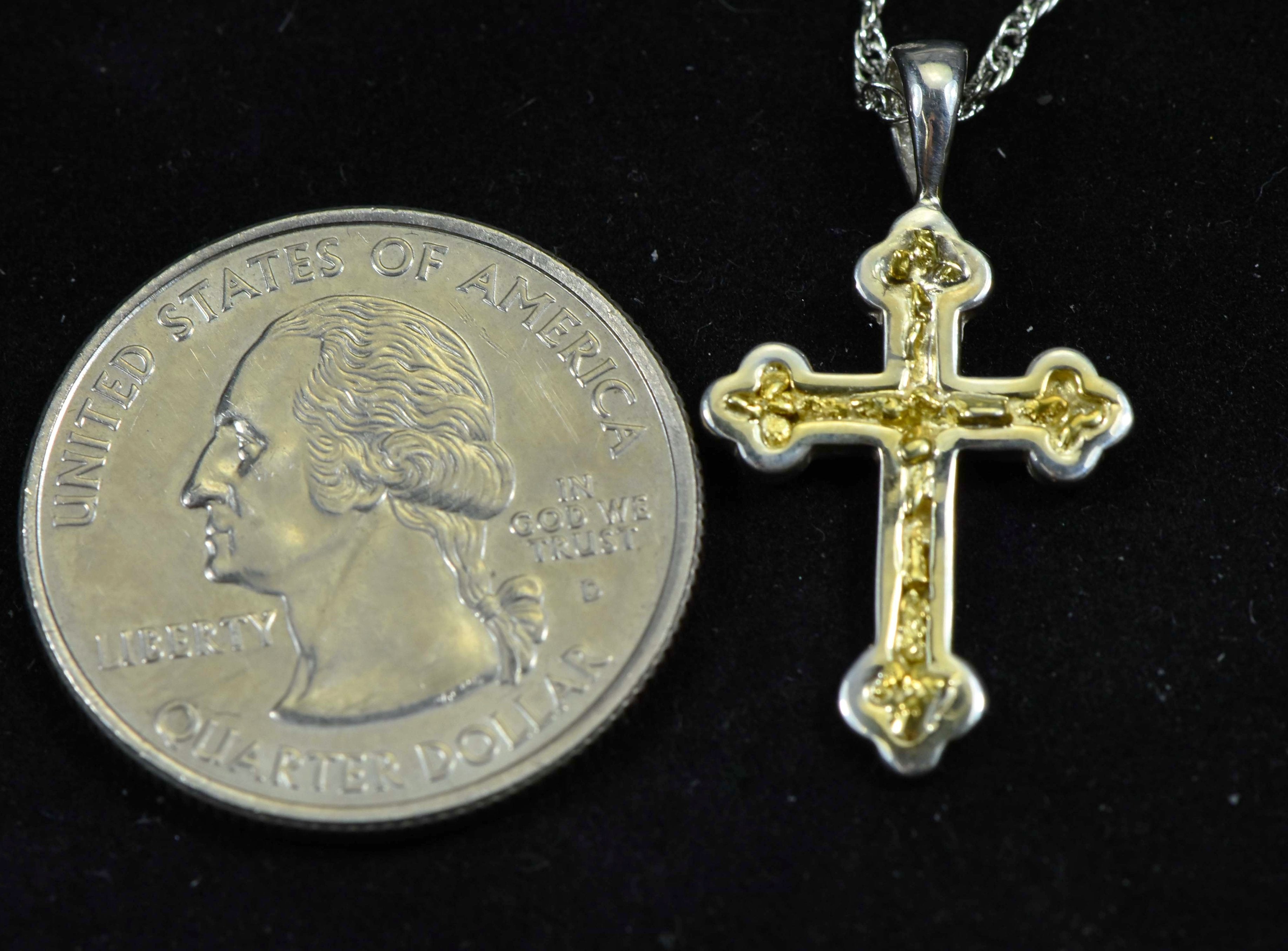 Gold Nugget Cross - Sterling Silver Pcr7Nss Hand Made Orocal Jewelry