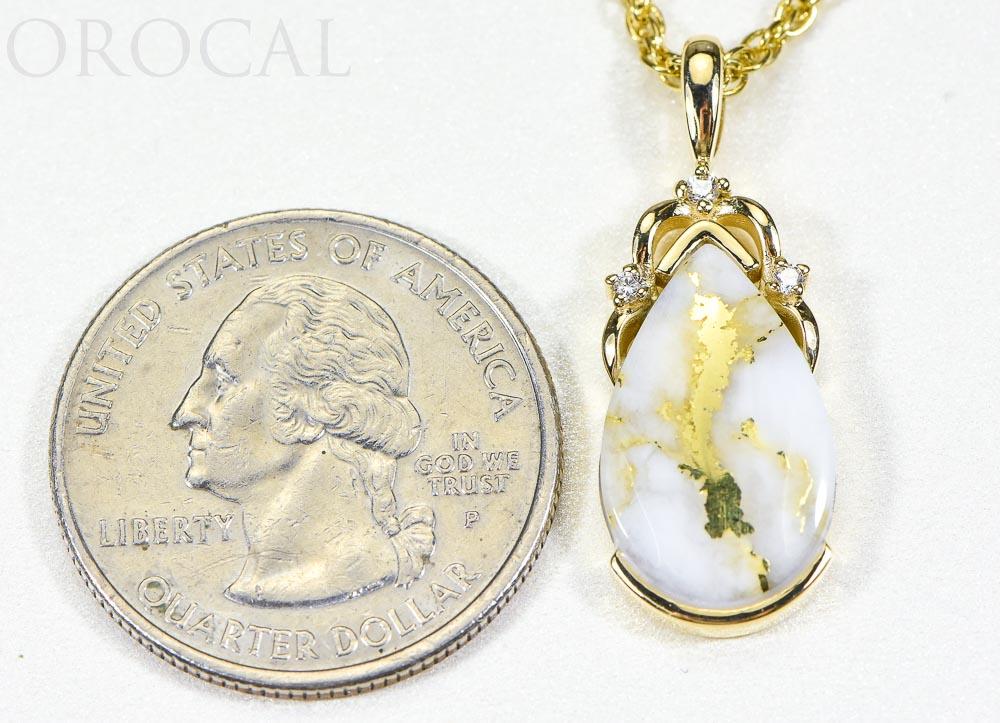 Gold Quartz Pendant "Orocal" PN1132DQ Genuine Hand Crafted Jewelry - 14K Gold Yellow Gold Casting