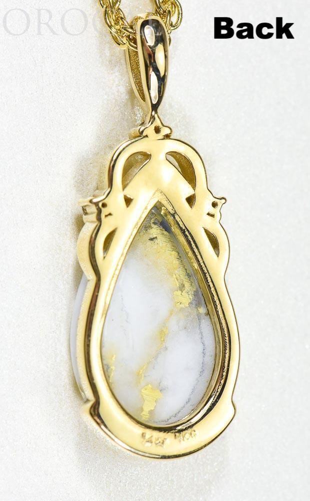 Gold Quartz Pendant "Orocal" PN1132DQ Genuine Hand Crafted Jewelry - 14K Gold Yellow Gold Casting