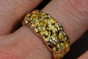 Gold Nugget Mens Ring Orocal Rm212 Genuine Hand Crafted Jewelry - 14K Casting