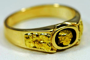 Gold Nugget Mens Ring Orocal Rm206 Genuine Hand Crafted Jewelry - 14K Casting