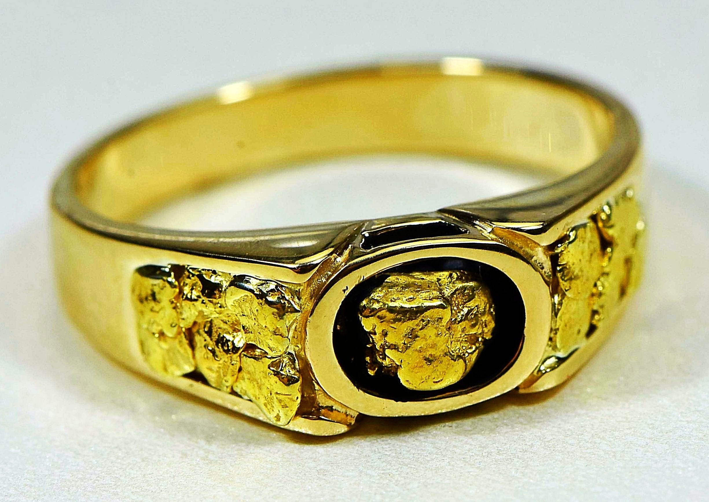 Gold Nugget Mens Ring Orocal Rm206 Genuine Hand Crafted Jewelry - 14K Casting