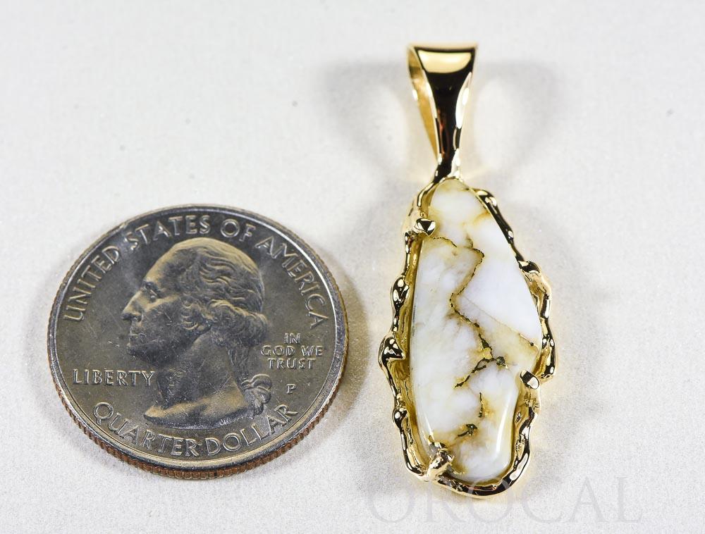 Gold Quartz Pendant "Orocal" PFFQ6 Genuine Hand Crafted Jewelry - 14K Gold Yellow Gold Casting