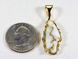 Gold Quartz Pendant "Orocal" PFFQ6 Genuine Hand Crafted Jewelry - 14K Gold Yellow Gold Casting