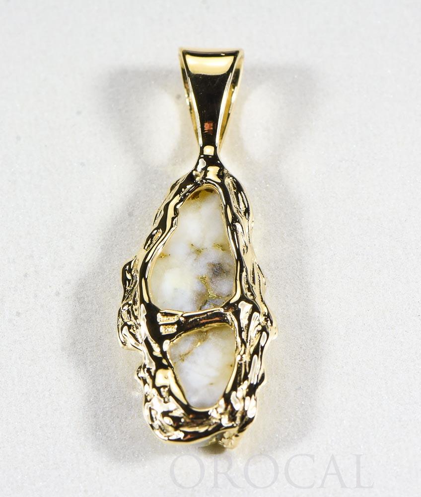 Gold Quartz Pendant "Orocal" PFFQ6 Genuine Hand Crafted Jewelry - 14K Gold Yellow Gold Casting