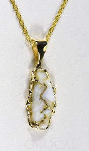 Gold Quartz Pendant "Orocal" PFFQ6 Genuine Hand Crafted Jewelry - 14K Gold Yellow Gold Casting