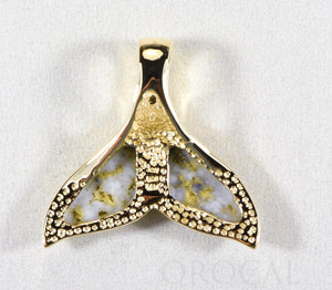 Gold Quartz Pendant Whales Tail "Orocal" PDLWT16HDQ Genuine Hand Crafted Jewelry - 14K Gold Yellow Gold Casting