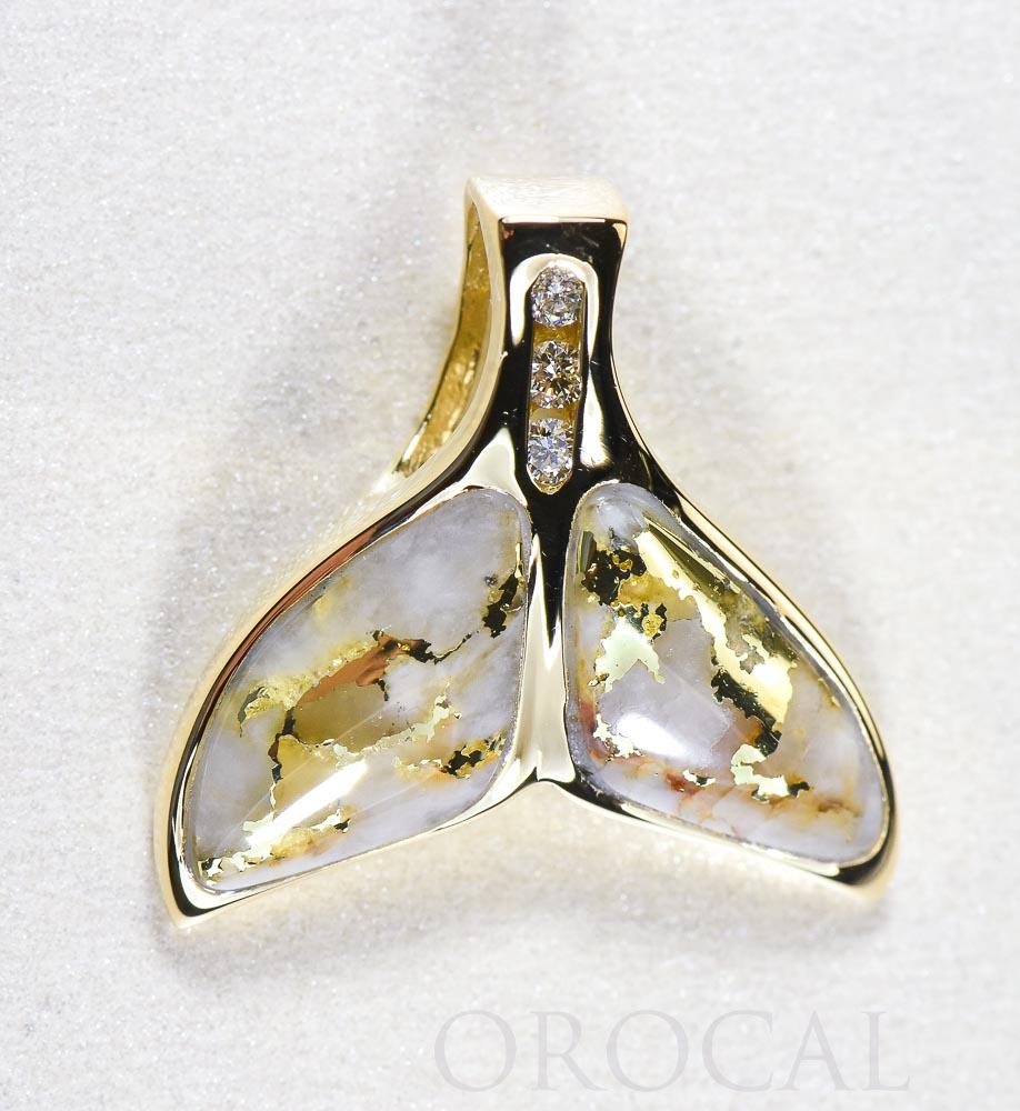 Gold Quartz Pendant Whales Tail "Orocal" PDLWT16SHDQ Genuine Hand Crafted Jewelry - 14K Gold Yellow Gold Casting