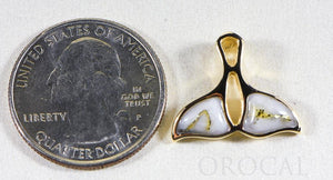 Gold Quartz Pendant Whales Tail "Orocal" PWT24HQ Genuine Hand Crafted Jewelry - 14K Gold Yellow Gold Casting