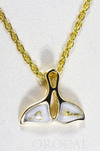 Gold Quartz Pendant Whales Tail "Orocal" PWT24HQ Genuine Hand Crafted Jewelry - 14K Gold Yellow Gold Casting