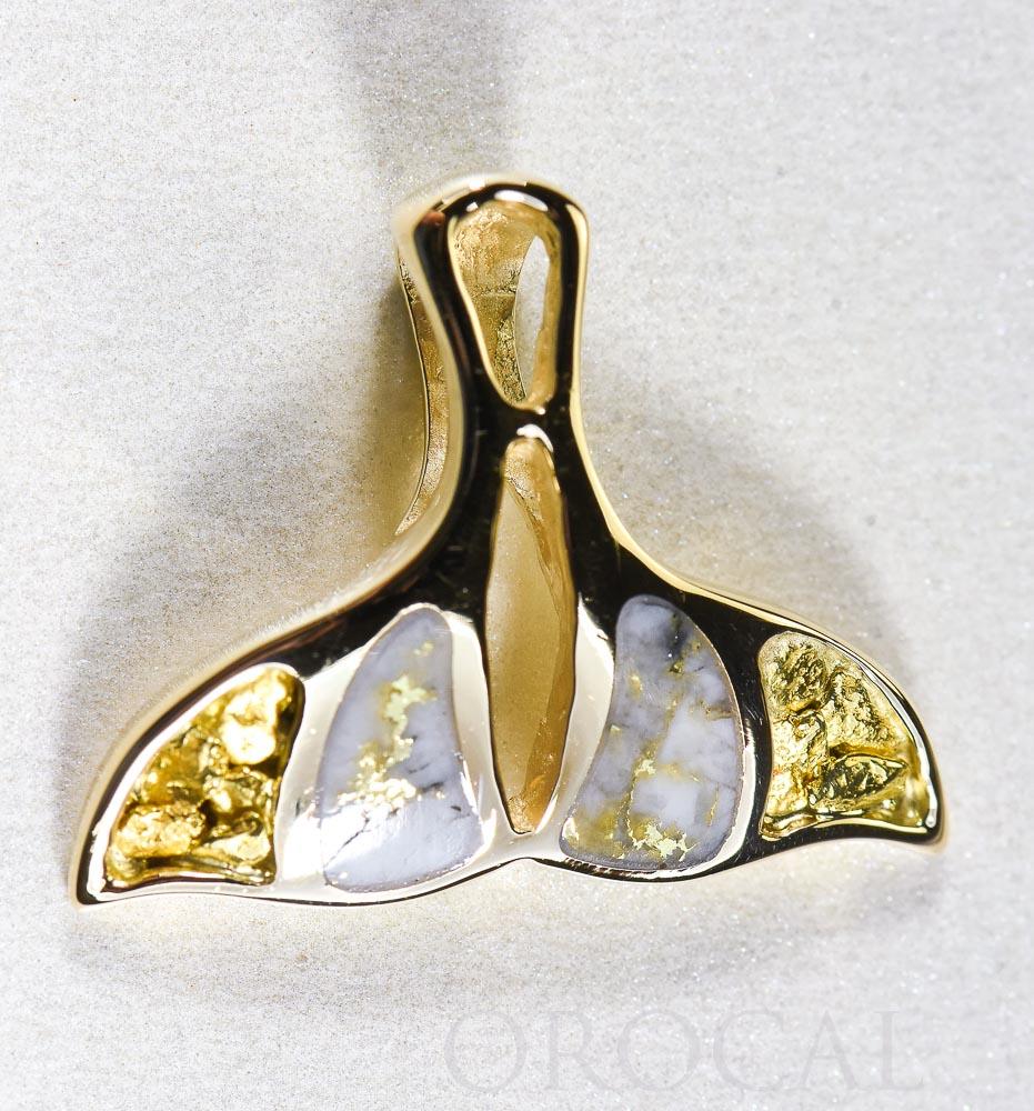 Gold Quartz Pendant Whales Tail "Orocal" PWT25NQX Genuine Hand Crafted Jewelry - 14K Gold Yellow Gold Casting