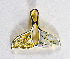 Gold Quartz Pendant Whales Tail "Orocal" PWT26NQX Genuine Hand Crafted Jewelry - 14K Gold Yellow Gold Casting