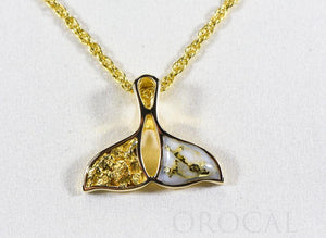 Gold Quartz Pendant Whales Tail "Orocal" PWT26NQX Genuine Hand Crafted Jewelry - 14K Gold Yellow Gold Casting