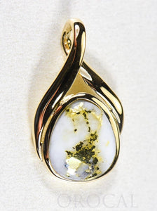 Gold Quartz Pendant  "Orocal" PN782QX Genuine Hand Crafted Jewelry - 14K Gold Yellow Gold Casting