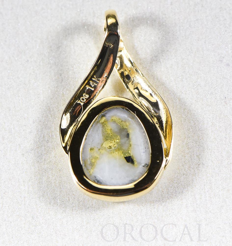 Gold Quartz Pendant  "Orocal" PN782QX Genuine Hand Crafted Jewelry - 14K Gold Yellow Gold Casting