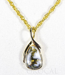 Gold Quartz Pendant  "Orocal" PN824QX Genuine Hand Crafted Jewelry - 14K Gold Yellow Gold Casting