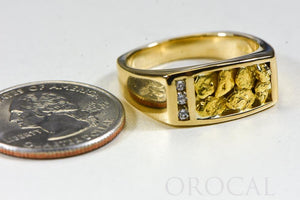 Gold Nugget Men's Ring "Orocal" RM817D12N Genuine Hand Crafted Jewelry - 14K Casting