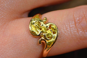 Gold Nugget Ladies Ring "Orocal" RL186 Genuine Hand Crafted Jewelry - 14K Casting