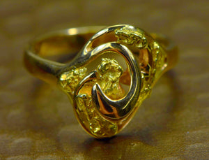 Gold Nugget Ladies Ring "Orocal" RL254 Genuine Hand Crafted Jewelry - 14K Casting