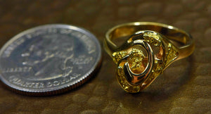 Gold Nugget Ladies Ring "Orocal" RL254 Genuine Hand Crafted Jewelry - 14K Casting