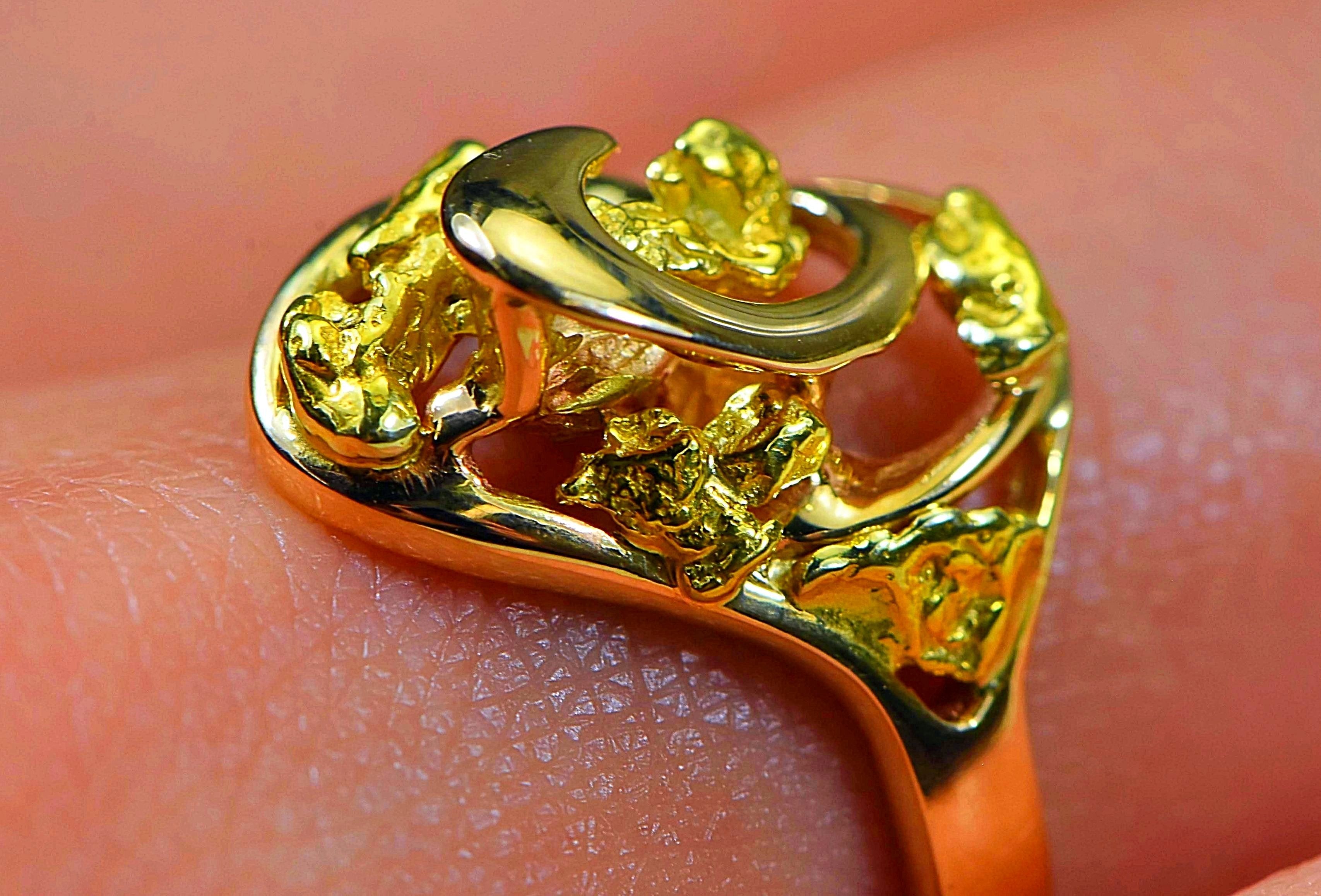 Gold Nugget Ladies Ring "Orocal" RL254 Genuine Hand Crafted Jewelry - 14K Casting