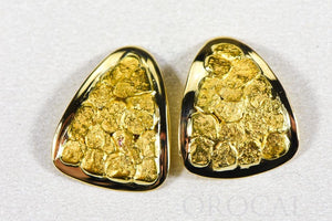 Gold Nugget Earrings "Orocal" EH25 Genuine Hand Crafted Jewelry - 14K Gold Casting