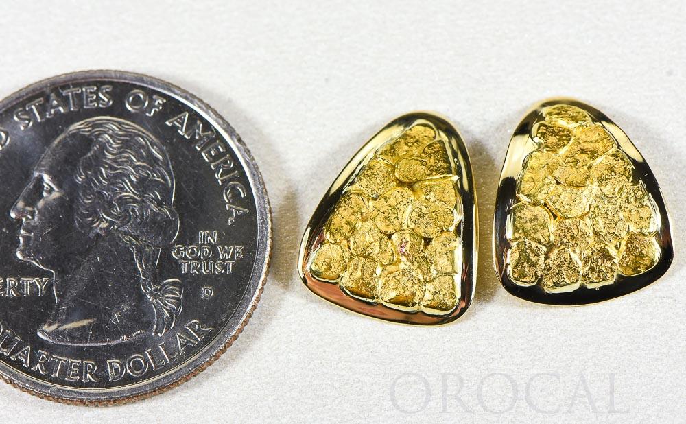 Gold Nugget Earrings "Orocal" EH25 Genuine Hand Crafted Jewelry - 14K Gold Casting