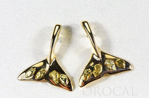 Gold Nugget Whale Tail Earrings "Orocal" EWT101 Genuine Hand Crafted Jewelry - 14K Gold Casting