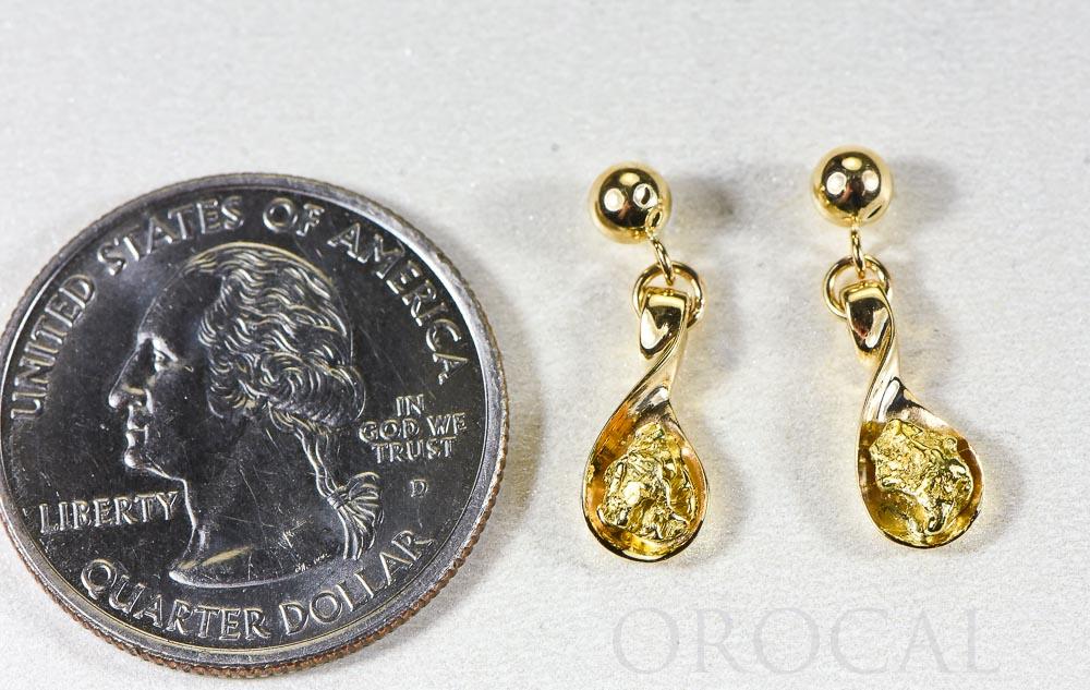 Gold Nugget Earrings "Orocal" EAJ054N/PD Genuine Hand Crafted Jewelry - 14K Gold Casting