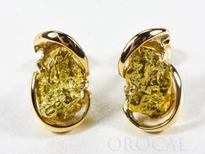 Gold Nugget Earrings "Orocal" EN784SN Genuine Hand Crafted Jewelry - 14K Gold Casting