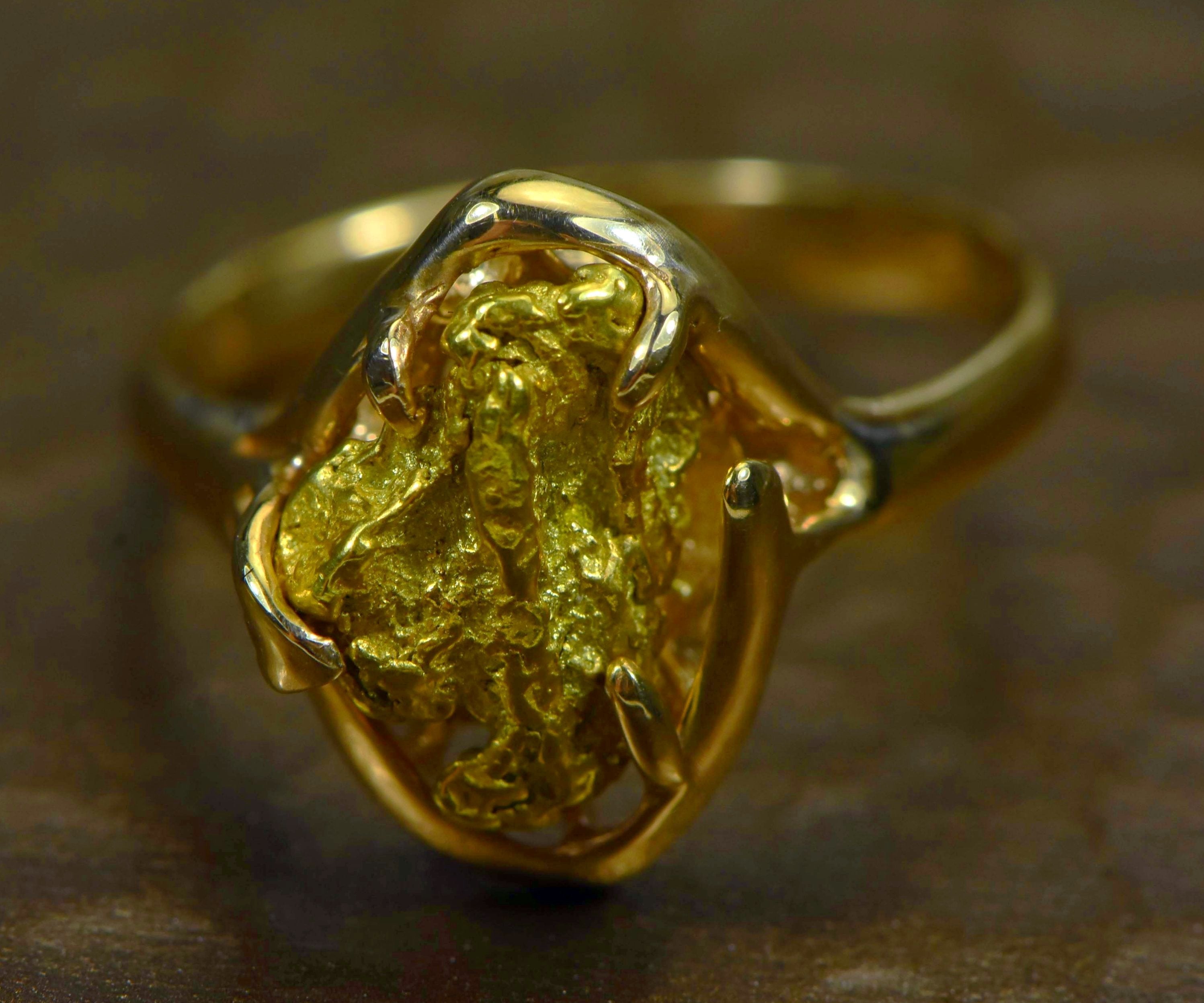 Gold Nugget Ladies Ring "Orocal" RL233 Genuine Hand Crafted Jewelry - 14K