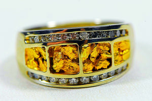 Gold Nugget Ladies Ring "Orocal" RL1075DNW Genuine Hand Crafted Jewelry - 14K Casting