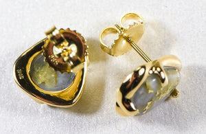 Gold Quartz Earrings "Orocal" ESC115XSQ Genuine Hand Crafted Jewelry - 14K Gold Casting