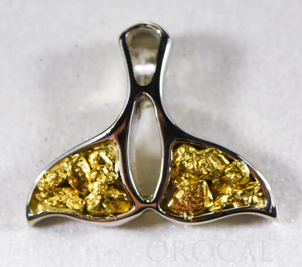 Gold Nugget Pendant Whales Tail "Orocal" PWT24WX Genuine Hand Crafted Jewelry - 14K Gold White Gold Casting