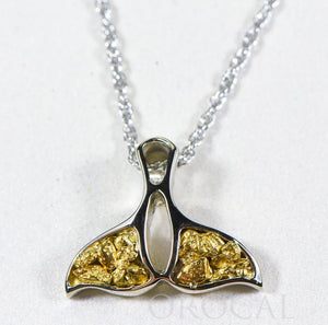 Gold Nugget Pendant Whales Tail "Orocal" PWT24WX Genuine Hand Crafted Jewelry - 14K Gold White Gold Casting