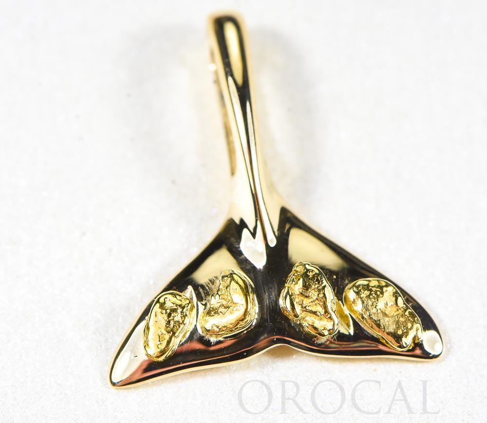 Gold Nugget Pendant Whales Tail "Orocal" PWT101X Genuine Hand Crafted Jewelry - 14K Gold Yellow Gold Casting