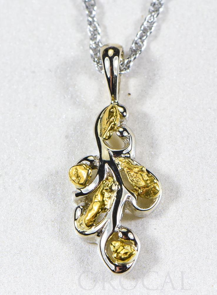 Gold Nugget Pendant "Orocal" PN284NWX Genuine Hand Crafted Jewelry - 14K Gold White Gold Casting