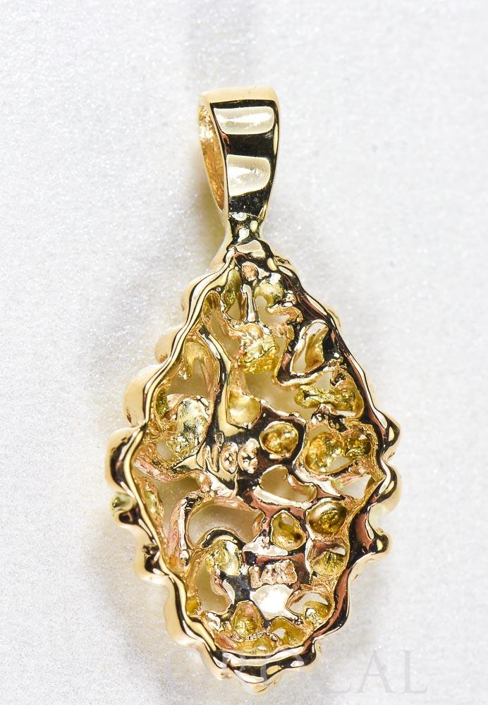 Gold Nugget Pendant "Orocal" PN239X Genuine Hand Crafted Jewelry - 14K Gold Yellow Gold Casting