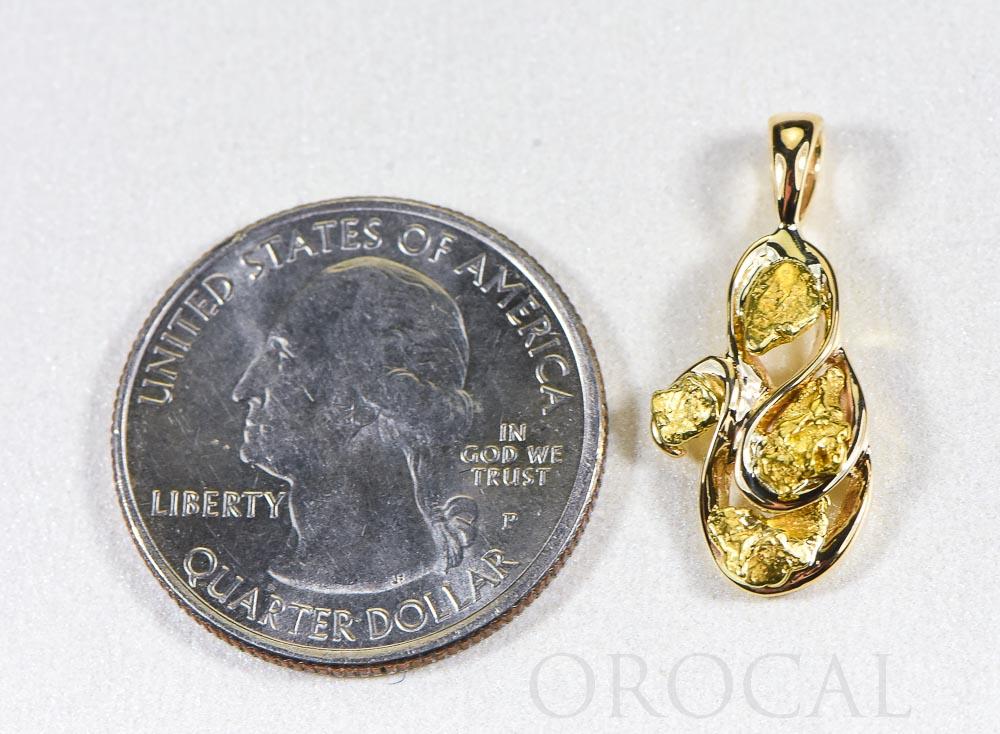 Gold Nugget Pendant "Orocal" PN283X Genuine Hand Crafted Jewelry - 14K Gold Yellow Gold Casting