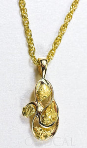 Gold Nugget Pendant "Orocal" PN283X Genuine Hand Crafted Jewelry - 14K Gold Yellow Gold Casting