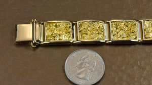 Gold Nugget Bracelet "Orocal" B16MM11L Genuine Hand Crafted Jewelry - 14K Gold Casting